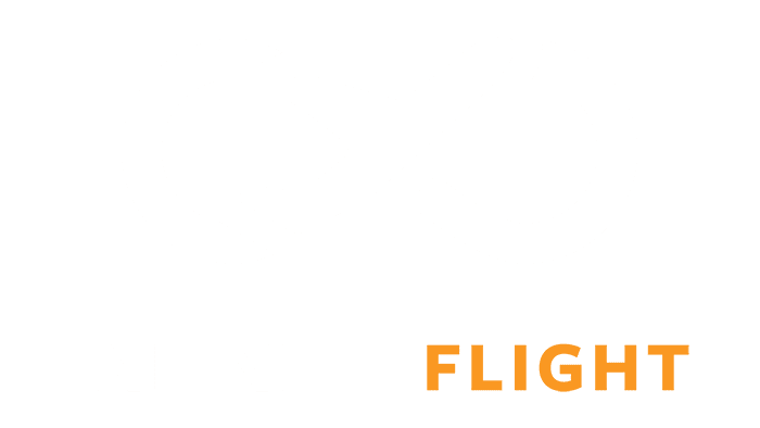 Infinity Flight logo white with Flight in orange