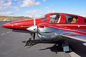 Nose, Cabin, and Wing of a Twin Engine Light Airplane