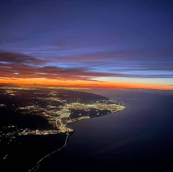 Skyline View from plane LA at sunset